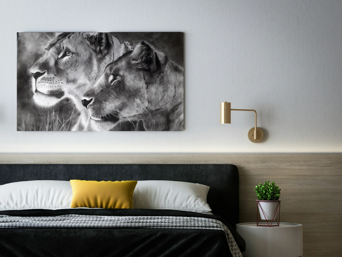 Lionnes de Richard Lubert dans un décor