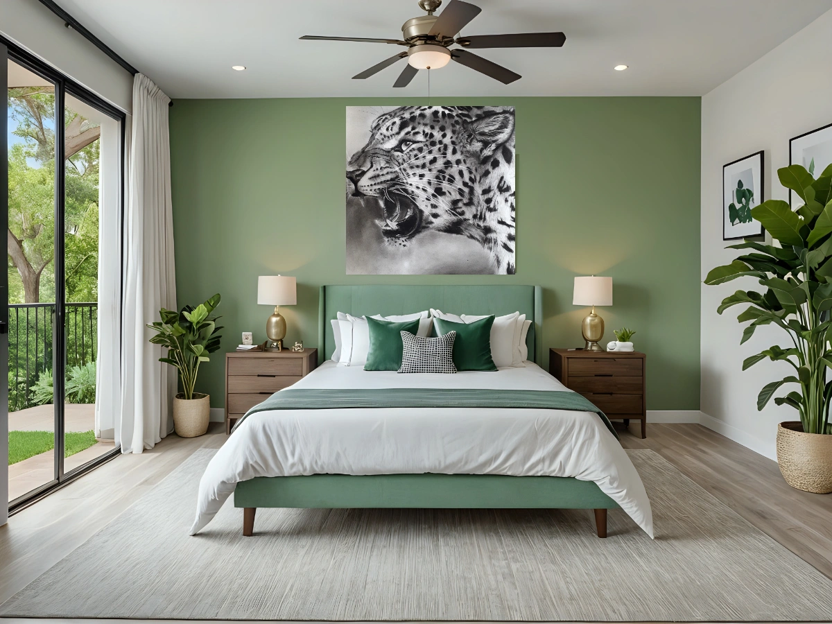 Léopard de Richard Lubert dans un décor