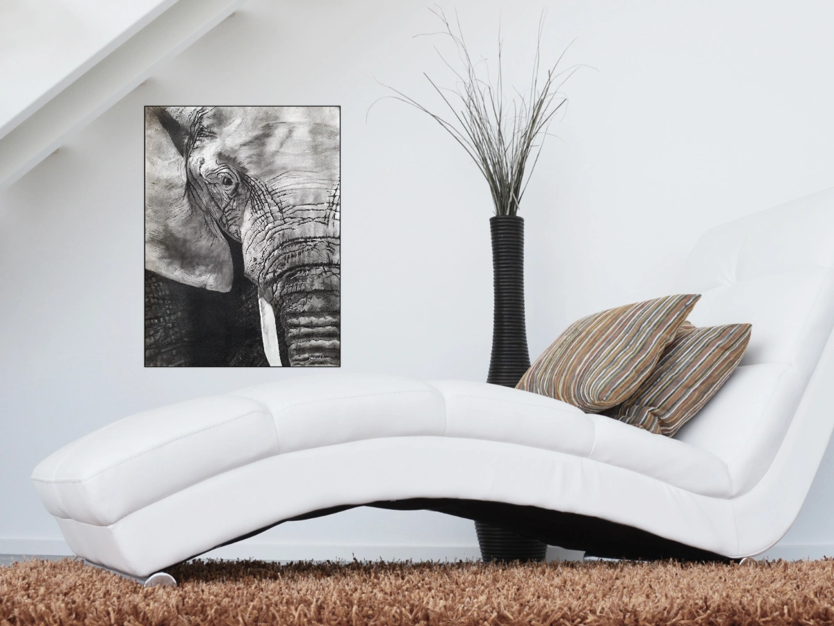 Eléphant de Richard Lubert dans un décor