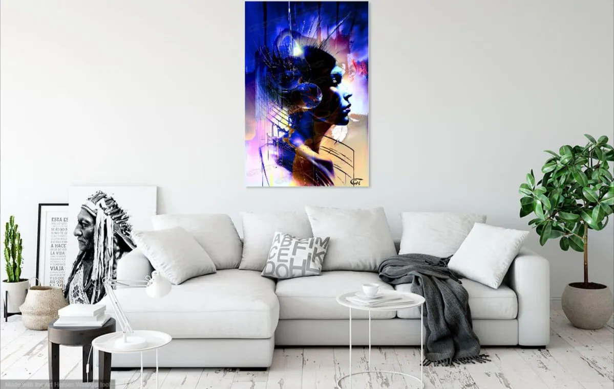 Mélo in Blue de Christian Chaufheid dans un salon