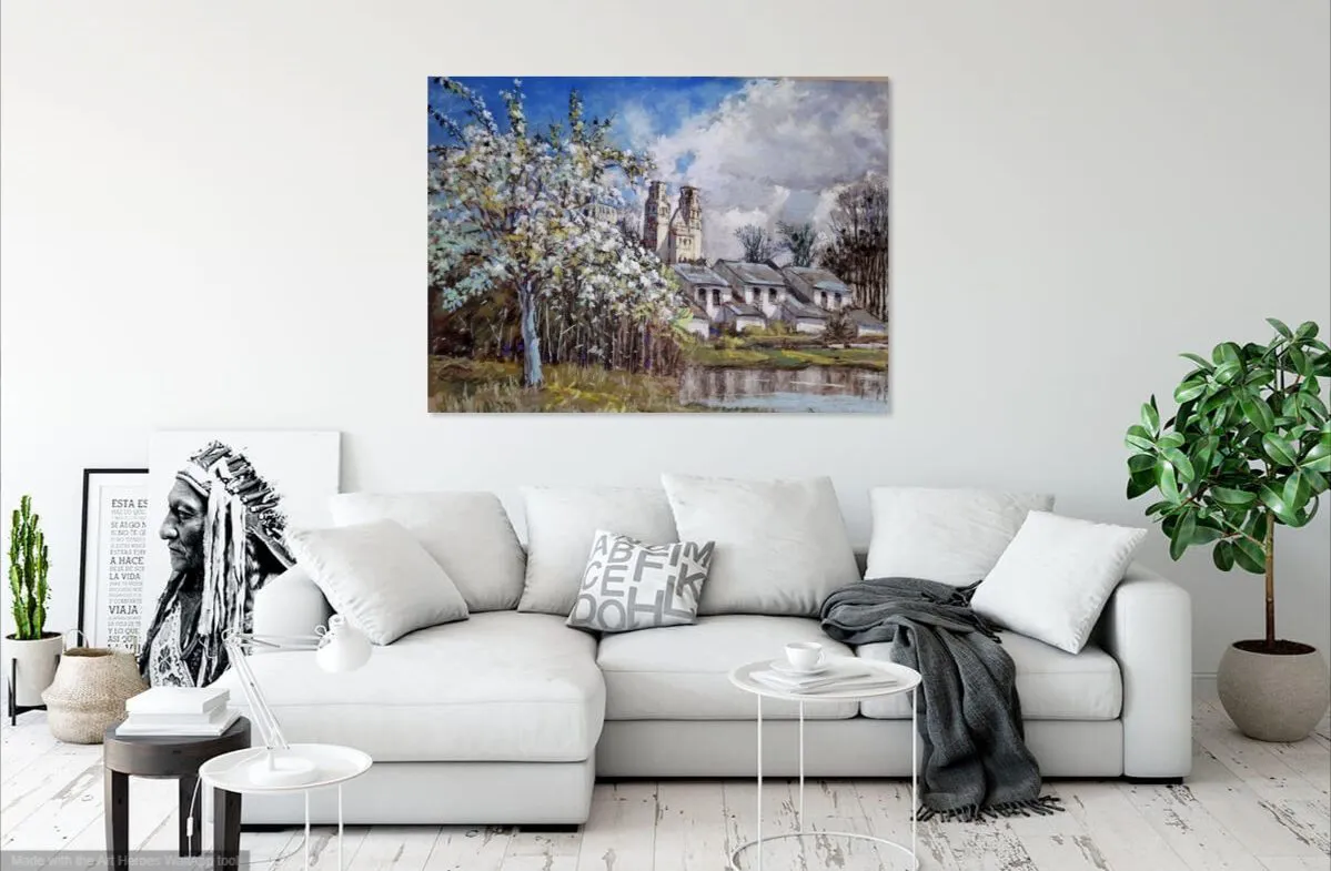 Printemps à Jumièges de Daniel Davoine dans un salon